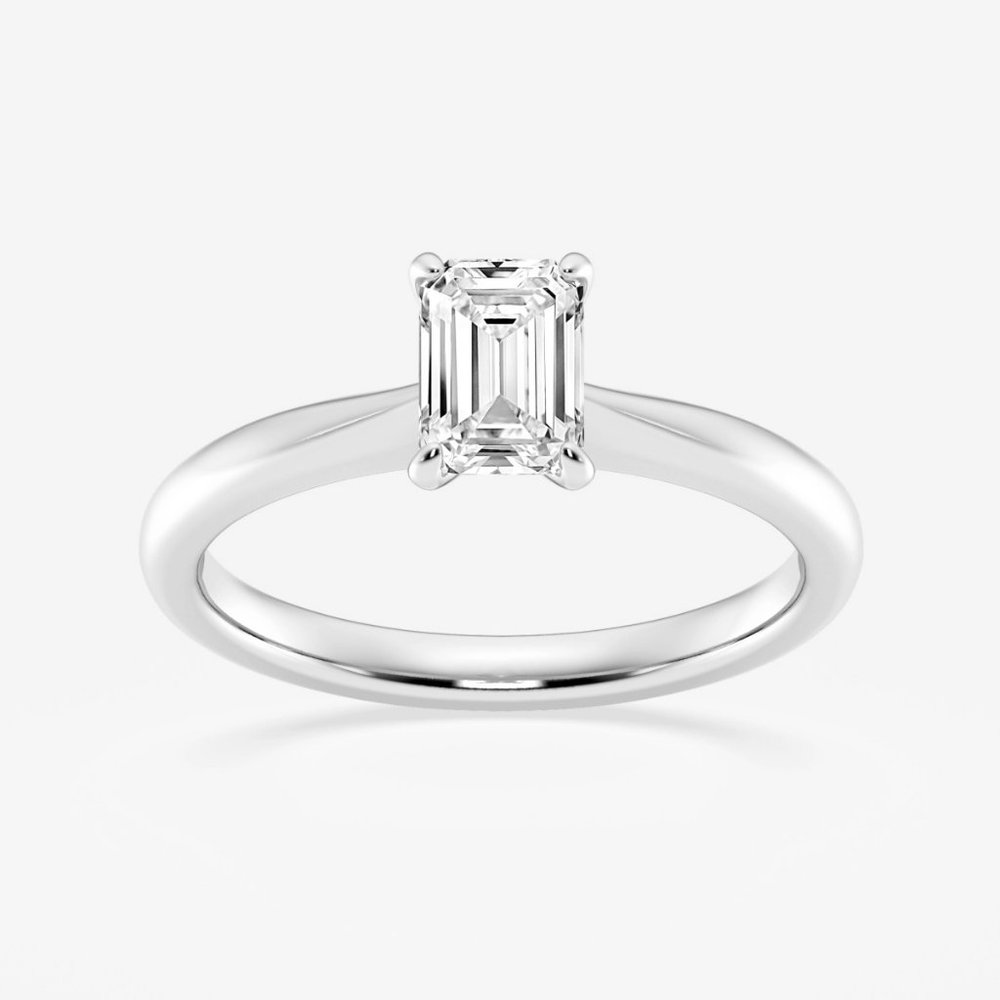 3/4 ctw Emerald Lab Grown Diamond Petite Solitaire Engagement Ring